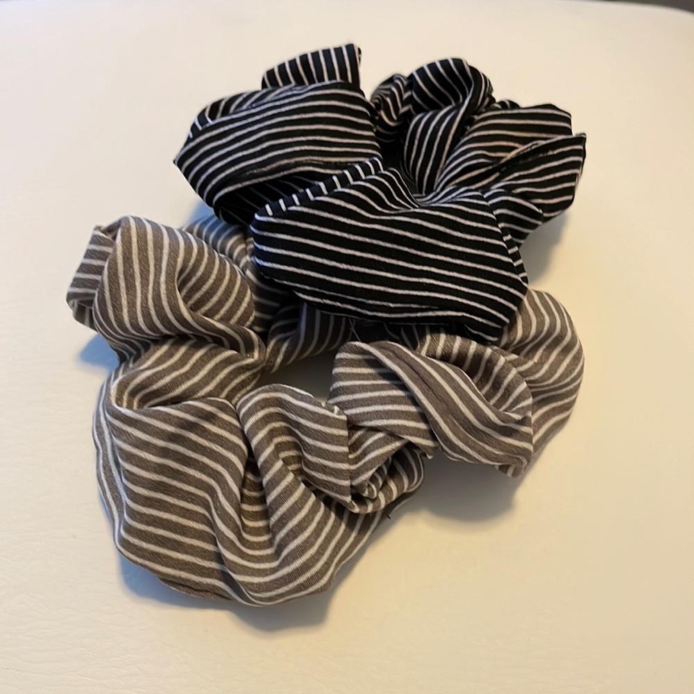 Amazon Scrunchies. Worn Only Once. Black/White Striped and White/Gray Striped.
